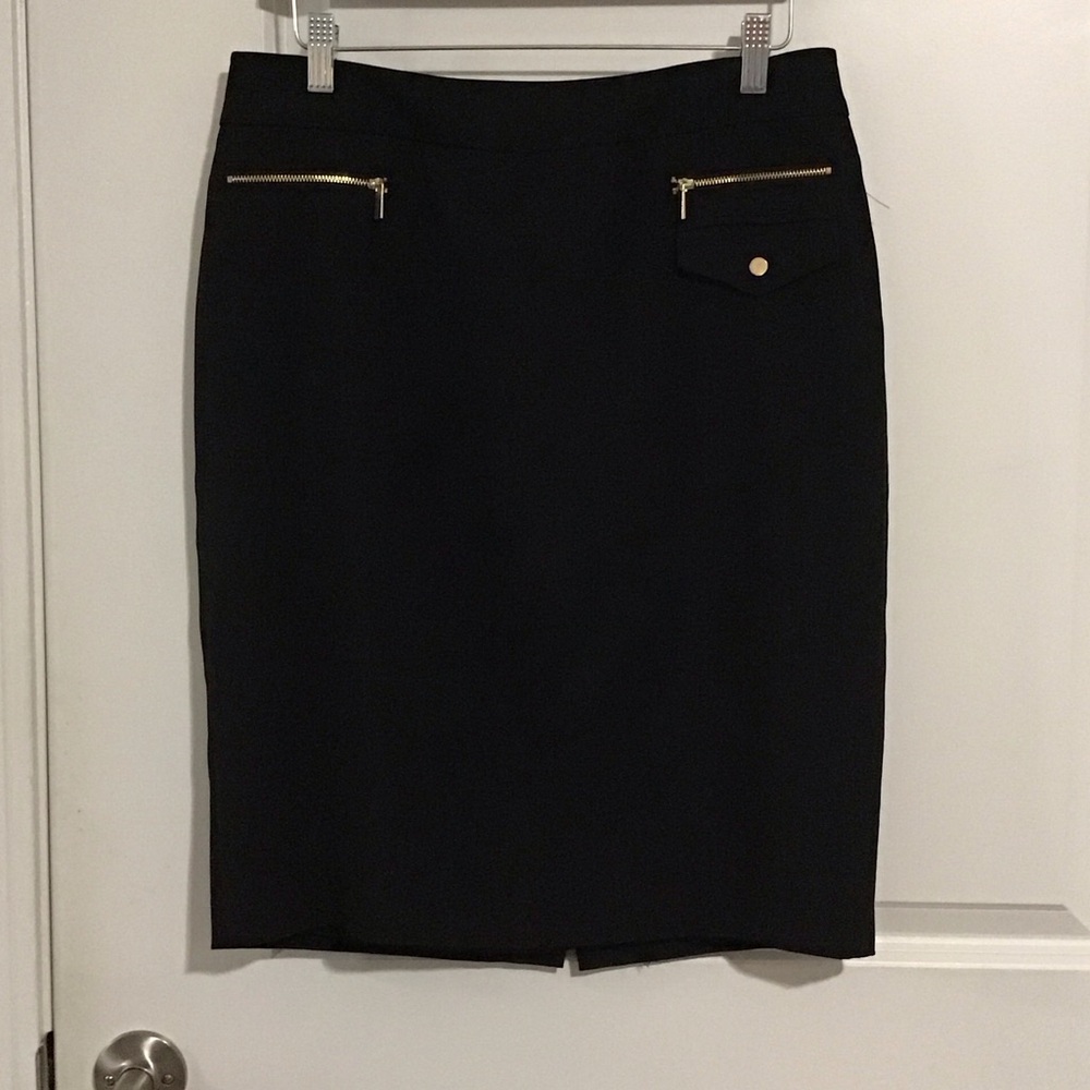 Premise Black Pencil Skirt with Gold Accents Size 8